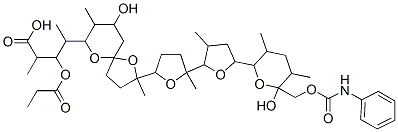101191-83-7,4-[9-hydroxy-2-[5-[5-[6-hydroxy-3,5-dimethyl-6-(phenylcarbamoyloxymeth yl)oxan-2-yl]-3-methyl-oxolan-2-yl]-5-methyl-oxolan-2-yl]-2,8-dimethyl -1,6-dioxaspiro[4.5]dec-7-yl]-2-methyl-3-propanoyloxy-pentanoic acid