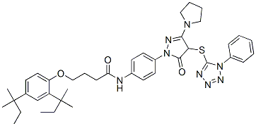 107047-27-8,1-[4-[4-(2,4-DI-TERT-PENTYLPHENOXY)-BUTYRAMIDO]-PHENYL]3-PYRROLIDINO-4-(1-PHENYL-TETRAZOL-5-YL)-THIO-PYRAZOLIN-5-ONE