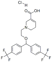 110283-66-4,1-[2-[BIS[4-(TRIFLUOROMETHYL)PHENYL]METHOXY]ETHYL]-1,2,5,6-TETRAHYDROPYRIDINE-3-CARBOXYLIC ACID HYDROCHLORIDE