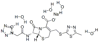 115850-11-8,sodium (6R,7R)-3-[(5-methyl-1,3,4-thiadiazol-2-yl)sulfanylmethyl]-8-oxo-7-[[2-(tetrazol-1-yl)acetyl]amino]-5-thia-1-azabicyclo[4.2.0]oct-2-ene-2-carboxylate pentahydrate