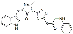127227-37-6,(5E)-3-[5-(2-anilinoacetyl)sulfanyl-1,3,4-thiadiazol-2-yl]-5-(1H-indol -3-ylmethylidene)-2-methyl-imidazol-4-one