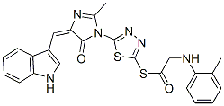 127227-38-7,(5E)-5-(1H-indol-3-ylmethylidene)-2-methyl-3-[5-[2-[(2-methylphenyl)am ino]acetyl]sulfanyl-1,3,4-thiadiazol-2-yl]imidazol-4-one