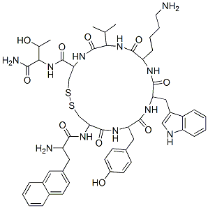 127984-74-1,10-(4-aminobutyl)-19-[(2-amino-3-naphthalen-2-yl-propanoyl)amino]-N-(1 -carbamoyl-2-hydroxy-propyl)-16-[(4-hydroxyphenyl)methyl]-13-(1H-indol -3-ylmethyl)-6,9,12,15,18-pentaoxo-7-propan-2-yl-1,2-dithia-5,8,11,14, 17-pentazacycloicosane-4-carboxamide