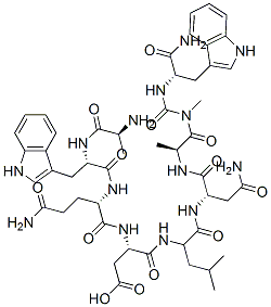138168-63-5,(3S)-3-[[(2S)-2-[[(2S)-2-[[(2S)-2-aminopropanoyl]amino]-3-(1H-indol-3- yl)propanoyl]amino]-4-carbamoyl-butanoyl]amino]-3-[[(1S)-1-[[(1S)-2-ca rbamoyl-1-[[(1S)-1-[[(1S)-1-carbamoyl-2-(1H-indol-3-yl)ethyl]carbamoyl methylcarbamoyl]ethyl]carbamoyl]ethyl]carb