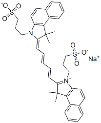 138248-55-2,1H-BENZ[E]INDOLIUM, 2-[5-[1,3-DIHYDRO-1,1-DIMETHYL-3-(3-SULFOPROPYL)-2H-BENZ[E]INDOL-2-YLIDENE]-1,3-PENTADIENYL]-1,1-DIMETHYL-3-(3-SULFOPROPYL)-, INNER SALT, SODIUM SALT