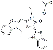 142307-40-2,(5E)-3-ethyl-2-[(E)-(3-ethylbenzooxazol-2-ylidene)methyl]-5-(3-methylb enzothiazol-2-ylidene)-1-thia-3-azoniacyclopent-2-en-4-one acetate