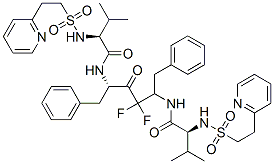 144185-90-0,(2S)-N-[(2S,5S)-3,3-difluoro-5-[[(2S)-3-methyl-2-(2-pyridin-2-ylethyls ulfonylamino)butanoyl]amino]-4-oxo-1,6-diphenyl-hexan-2-yl]-3-methyl-2 -(2-pyridin-2-ylethylsulfonylamino)butanamide