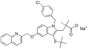 147030-01-1,sodium 3-[1-[(4-chlorophenyl)methyl]-5-(quinolin-2-ylmethoxy)-3-tert-butylsulfanyl-indol-2-yl]-2,2-dimethyl-propanoate