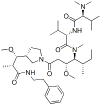 149606-27-9,(2S)-2-[[(2S)-2-dimethylamino-3-methyl-butanoyl]amino]-N-[(3R,4S,5S)-3 -methoxy-1-[(3R)-3-[(1R,2R)-1-methoxy-2-(phenethylcarbamoyl)propyl]pyr rolidin-1-yl]-5-methyl-1-oxo-heptan-4-yl]-N,3-dimethyl-butanamide