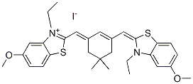 158320-43-5,3-ETHYL-2-[(3-([3-ETHYL-5-METHOXY-1,3-BENZOTHIAZOL-2(3H)-YLIDENE]METHYL)-5,5-DIMETHYL-2-CYCLOHEXEN-1-YLIDENE)METHYL]-5-METHOXY-1,3-BENZOTHIAZOL-3-IUM IODIDE