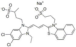 16470-44-3,hydrogen 2-(3-(5,6-dichloro-1-ethyl-1,3-dihydro-3-(3-sulphonatobutyl)-2H-benzimidazol-2-ylidene)-1-propenyl)-1-(3-sulphonatopropyl)naphtho[1,2-d]thiazolium, sodium salt