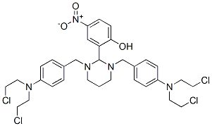 16757-47-4,2-[1,3-bis[[4-[bis(2-chloroethyl)amino]phenyl]methyl]-1,3-diazinan-2-yl]-4-nitro-phenol