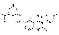 176379-14-9,Benzamide,  3,4-bis(acetyloxy)-N-[6-amino-1,2,3,4-tetrahydro-3-methyl-1-(4-methylphenyl)-2,4-dioxo-5-pyrimidinyl]-