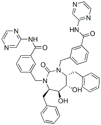 183854-80-0,3-[[(4R,5S,6S,7R)-4,7-dibenzyl-5,6-dihydroxy-2-oxo-3-[[3-(pyrazin-2-yl carbamoyl)phenyl]methyl]-1,3-diazepan-1-yl]methyl]-N-pyrazin-2-yl-benz amide