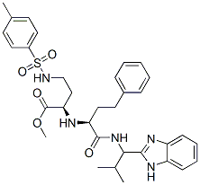 184685-23-2,Butanoic acid, 2-[[1-[[[1-(1H-benzimidazol-2-yl)-2-methylpropyl]amino]carbonyl]-3-phenylpropyl]amino]-4-[[(4-methylphenyl)sulfonyl]amino]-, methyl ester, [2R-[2R*[S*(S*)]]]- (9CI)