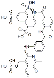 19-15-8,8-[[3-[[3-[(2Z)-2-[4-formyl-6-methyl-5-oxo-3-(phosphonooxymethyl)pyrid in-2-ylidene]hydrazinyl]benzoyl]amino]-4-methyl-benzoyl]amino]naphthal ene-1,3,5-trisulfonic acid