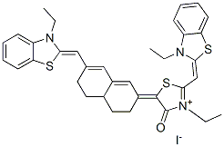 19208-21-0,2-THIAZOLINIUM, 3-ETHYL-2-[(3-ETHYL-2-BENZOTHIAZOLINYLIDENE)METHYL]-5-[7-[(3-ETHYL-2-BENZOTHIAZOLINYLIDENE)METHYL]-4,4A,5,6-TETRAHYDRO-2(3H)-NAPHTHYLIDENE]-4-OXO-, IODIDE