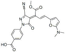 196929-24-5,Benzoic  acid,  4-[3-cyano-4-[3-[5-(dimethylamino)-2-furanyl]-1-(methoxycarbonyl)-2-propenylidene]-4,5-dihydro-5-oxo-1H-pyrazol-1-yl]-  (9CI)