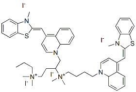 197770-98-2,3-[dimethyl-[4-[4-[(E)-(3-methylbenzothiazol-2-ylidene)methyl]quinolin -1-yl]butyl]ammonio]propyl-dimethyl-[4-[4-[(E)-(3-methylbenzothiazol-2 -ylidene)methyl]quinolin-1-yl]butyl]azanium tetraiodide