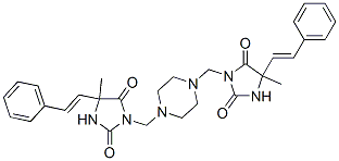 19967-81-8,5-methyl-3-[[4-[[4-methyl-2,5-dioxo-4-[(E)-2-phenylethenyl]imidazolidi n-1-yl]methyl]piperazin-1-yl]methyl]-5-[(E)-2-phenylethenyl]imidazolid ine-2,4-dione