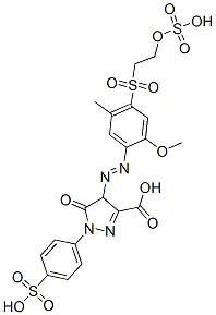 21016-00-2,4,5-dihydro-4-[[2-methoxy-5-methyl-4-[[2-(sulphooxy)ethyl]sulphonyl]phenyl]azo]-5-oxo-1-(4-sulphophenyl)-1H-pyrazole-3-carboxylic acid