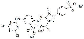22961-46-2,trisodium 4-[[4-[(4,6-dichloro-1,3,5-triazin-2-yl)amino]-2-sulphonatophenyl]azo]-4,5-dihydro-5-oxo-1-(4-sulphonatophenyl)-1H-pyrazole-3-carboxylate