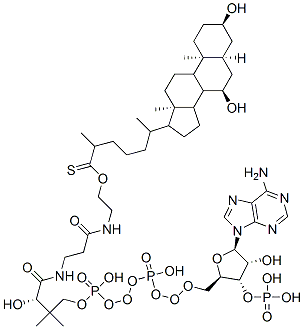 2461-62-3,S-[2-[3-[[4-[[[(2R,3S,4R,5R)-5-(6-aminopurin-9-yl)-4-hydroxy-3-phosphonooxyoxolan-2-yl]methoxy-hydroxyphosphoryl]oxy-hydroxyphosphoryl]oxy-2-hydroxy-3,3-dimethylbutanoyl]amino]propanoylamino]ethyl] 6-[(3R,5S,7R,10S,13R)-3,7-dihydroxy-10,13-dimethyl-2,3,4,