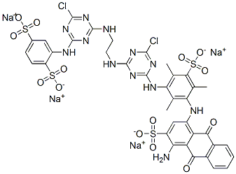 25505-87-7,p-Benzenedisulfonic acid, 2-[[4-[[2-[[4-[3-[(4-amino-3-sulfo-1-anthraquinonyl)amino]-2,4,6-trimethyl-5-sulfoanilino]-6-chloro-s-triazin-2-yl]amino]ethyl]amino]-6-chloro-s-triazin-2-yl]amino]-, tetrasodium salt