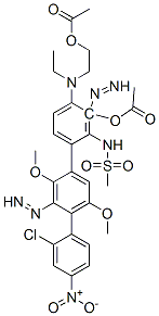 26239-45-2,2-[2-acetyloxyethyl-[4-[4-(2-chloro-4-nitro-phenyl)diazenyl-2,5-dimethoxy-phenyl]diazenyl-3-methanesulfonamido-phenyl]amino]ethyl acetate