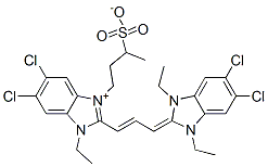 28118-10-7,5,6-dichloro-2-[3-(5,6-dichloro-1,3-diethyl-1,3-dihydro-2H-benzimidazol-2-ylidene)-1-propenyl]-1-ethyl-3-(3-sulphonatobutyl)-1H-benzimidazolium