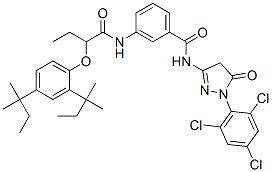 31598-52-4,3-[[2-[2,4-bis(tert-pentyl)phenoxy]butyryl]amino]-N-[4,5-dihydro-5-oxo-1-(2,4,6-trichlorophenyl)-1H-pyrazol-3-yl]benzamide
