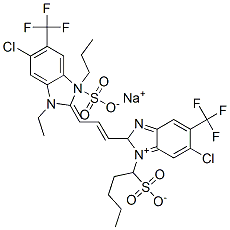 33628-07-8,2-(3-(5-CHLORO-1-SULFO PROPYL-3-ETHYL-6-TRIFLUOROMETHYL-2-BENZIMIDAZOLINYLIDENE) PROPENYL)-5-CHLORO-3-ETHYL-1-SULFOPROPYL-6-TRIFLUOROMETHYL BENZIMIDAZOLIUM HYDROXIDE, INNER SALT, SODIUM SALT