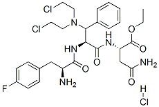 35849-45-7,ethyl N2-[3-[bis(2-chloroethyl)amino]-N-(4-fluoro-3-phenyl-L-alanyl)-3-phenyl-L-alanyl]-L-asparaginate monohydrochloride