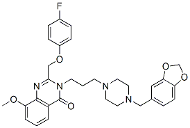 387346-59-0,4(3H)-Quinazolinone,  3-[3-[4-(1,3-benzodioxol-5-ylmethyl)-1-piperazinyl]propyl]-2-[(4-fluorophenoxy)methyl]-8-methoxy-