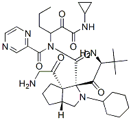 402957-28-2,Cyclopenta(c)pyrrole-1-carboxamide, (2S)-2-cyclohexyl-N-(pyrazinylcarbonyl)glycyl-3-methyl-L-valyl-N-((1S)-1-((cyclopropylamino)oxoacetyl)butyl)octahydro-, (1S,3aR,6aS)-
