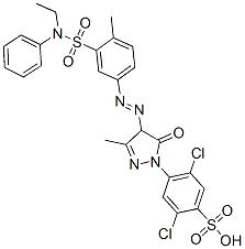 40537-81-3,2,5-dichloro-4-[4-[[3-[(ethylphenylamino)sulphonyl]-p-tolyl]azo]-4,5-dihydro-3-methyl-5-oxo-1H-pyrazol-1-yl]benzenesulphonic acid