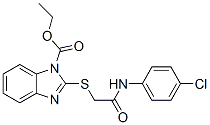 41215-90-1,ETHYL 2-[(4-CHLOROPHENYLCARBAMOYL)METHYLTHIO]-1H-BENZO[D]IMIDAZOLE-1-CARBOXYLATE