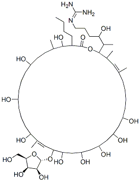 47917-41-9,2-[5-[(4E,20E)-35-butyl-19-[(2S,3S,4R,5R)-3,4-dihydroxy-5-(hydroxymethyl)oxolan-2-yl]oxy-10,12,14,16,18,22,26,30,34-nonahydroxy-3,5,21,33-tetramethyl-36-oxo-1-oxacyclohexatriaconta-4,20-dien-2-yl]-4-hydroxy-hexyl]guanidine