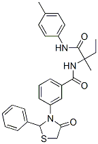 484647-11-2,Benzamide, N-[1-methyl-1-[[(4-methylphenyl)amino]carbonyl]propyl]-3-(4-oxo-2-phenyl-3-thiazolidinyl)- (9CI)