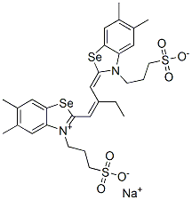 52513-84-5,hydrogen 2-[2-[[5,6-dimethyl-3-(3-sulphonatopropyl)-3H-benzoselenazol-2-ylidene]methyl]but-1-enyl]-5,6-dimethyl-3-(3-sulphonatopropyl)benzoselenazolium, sodium salt