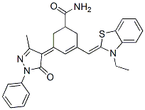 54118-06-8,3-([3-ETHYL-1,3-BENZOTHIAZOL-2(3H)-YLIDENE]METHYL)-5-(3-METHYL-5-OXO-1-PHENYL-1,5-DIHYDRO-4H-PYRAZOL-4-YLIDENE)-3-CYCLOHEXENE-1-CARBOXAMIDE