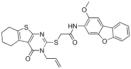 577765-14-1,Acetamide, 2-[[3,4,5,6,7,8-hexahydro-4-oxo-3-(2-propenyl)[1]benzothieno[2,3-d]pyrimidin-2-yl]thio]-N-(2-methoxy-3-dibenzofuranyl)- (9CI)