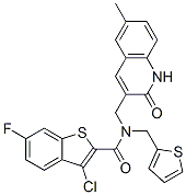 579449-15-3,Benzo[b]thiophene-2-carboxamide, 3-chloro-N-[(1,2-dihydro-6-methyl-2-oxo-3-quinolinyl)methyl]-6-fluoro-N-(2-thienylmethyl)- (9CI)