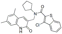 579453-74-0,Benzo[b]thiophene-2-carboxamide, 3-chloro-N-cyclopentyl-N-[(1,2-dihydro-5,7-dimethyl-2-oxo-3-quinolinyl)methyl]- (9CI)