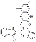 579454-05-0,Benzo[b]thiophene-2-carboxamide, 3-chloro-N-[(1,2-dihydro-5,7-dimethyl-2-oxo-3-quinolinyl)methyl]-N-(2-furanylmethyl)- (9CI)