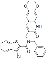 579459-75-9,Benzo[b]thiophene-2-carboxamide, 3-chloro-N-[(1,2-dihydro-6,7-dimethoxy-2-oxo-3-quinolinyl)methyl]-N-(phenylmethyl)- (9CI)