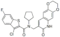 579518-08-4,Benzo[b]thiophene-2-carboxamide, 3-chloro-N-cyclopentyl-6-fluoro-N-[(2,3,6,7-tetrahydro-7-oxo-1,4-dioxino[2,3-g]quinolin-8-yl)methyl]- (9CI)