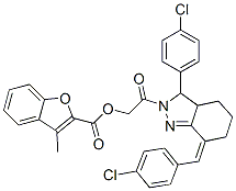 587837-57-8,2-Benzofurancarboxylicacid,3-methyl-,2-[3-(4-chlorophenyl)-7-[(4-chlorophenyl)methylene]-3,3a,4,5,6,7-hexahydro-2H-indazol-2-yl]-2-oxoethylester(9CI)