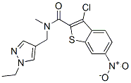 588712-41-8,Benzo[b]thiophene-2-carboxamide, 3-chloro-N-[(1-ethyl-1H-pyrazol-4-yl)methyl]-N-methyl-6-nitro- (9CI)