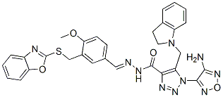 596097-29-9,1H-1,2,3-Triazole-4-carboxylicacid,1-(4-amino-1,2,5-oxadiazol-3-yl)-5-[(2,3-dihydro-1H-indol-1-yl)methyl]-,[[3-[(2-benzoxazolylthio)methyl]-4-methoxyphenyl]methylene]hydrazide(9CI)